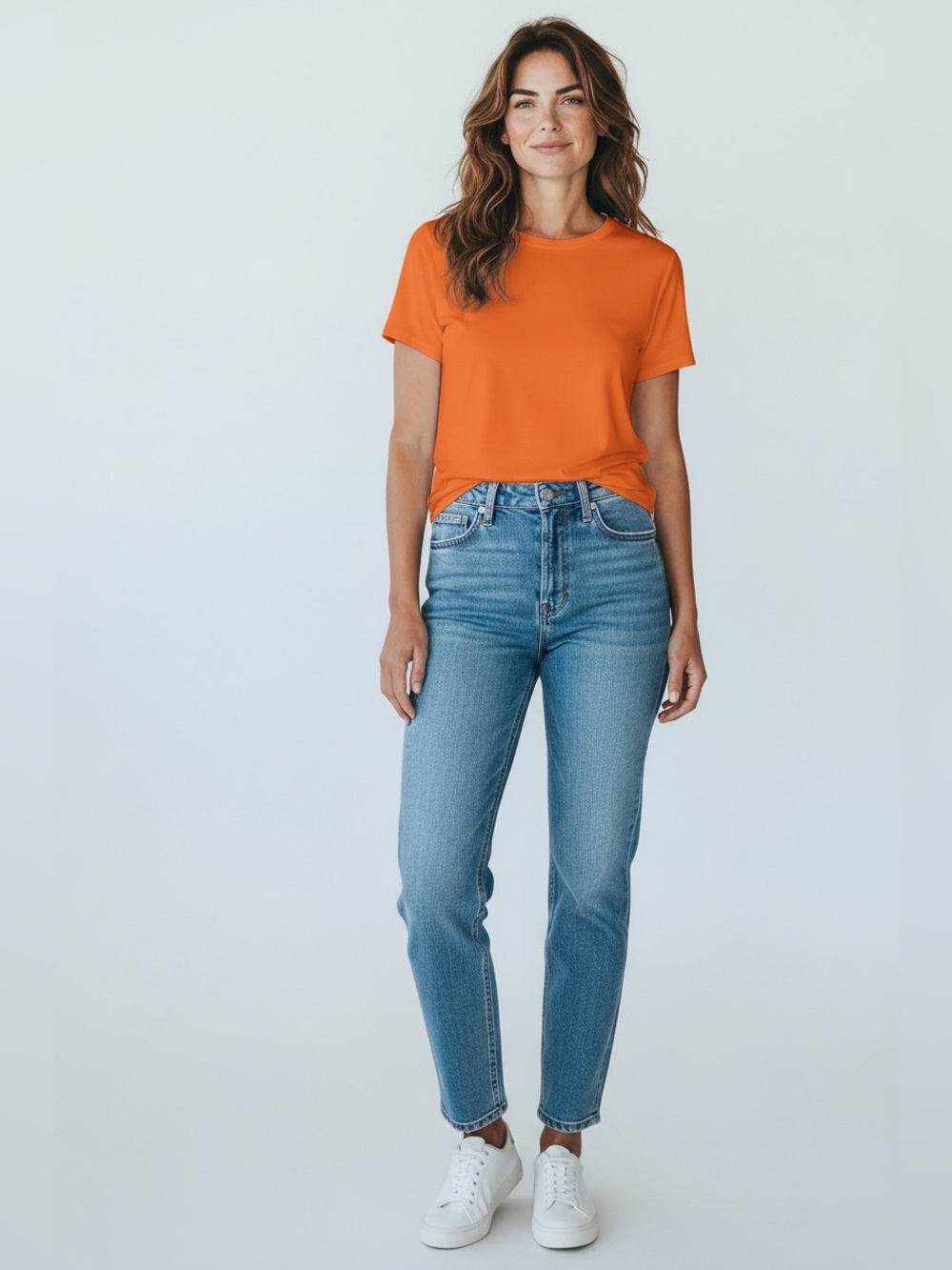 GAP Women's Short Sleeve Tee in Bright Orange